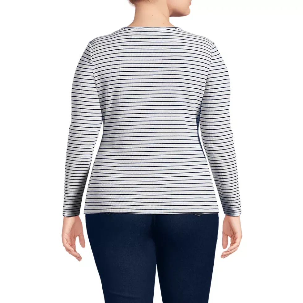 Women's Lightweight Waffle Long Sleeve Notch Neck T-Shirt