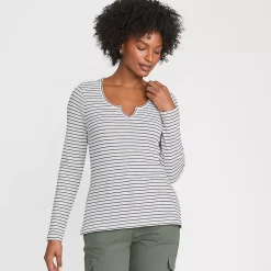 Women's Lightweight Waffle Long Sleeve Notch Neck T-Shirt