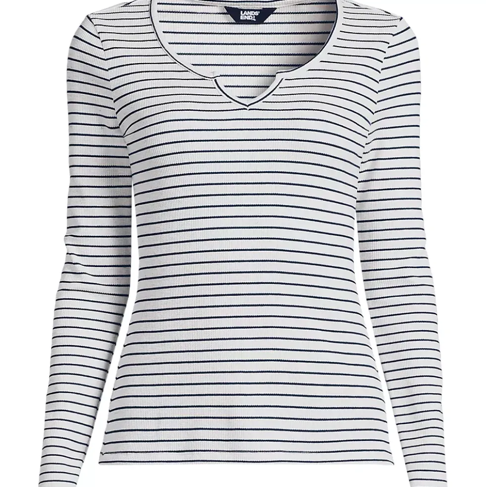 Women's Lightweight Waffle Long Sleeve Notch Neck T-Shirt