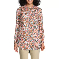Women's Linen A-Line Long Sleeve Tunic Top