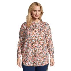 Women's Linen A-Line Long Sleeve Tunic Top