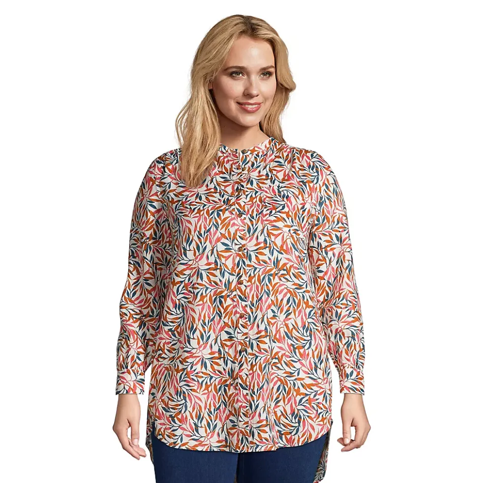 Women's Linen A-Line Long Sleeve Tunic Top