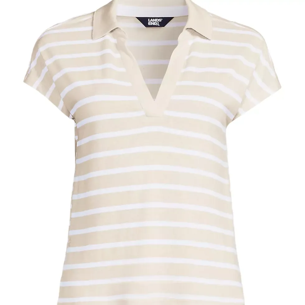 Women's Linen Blend Johnny Collar Polo