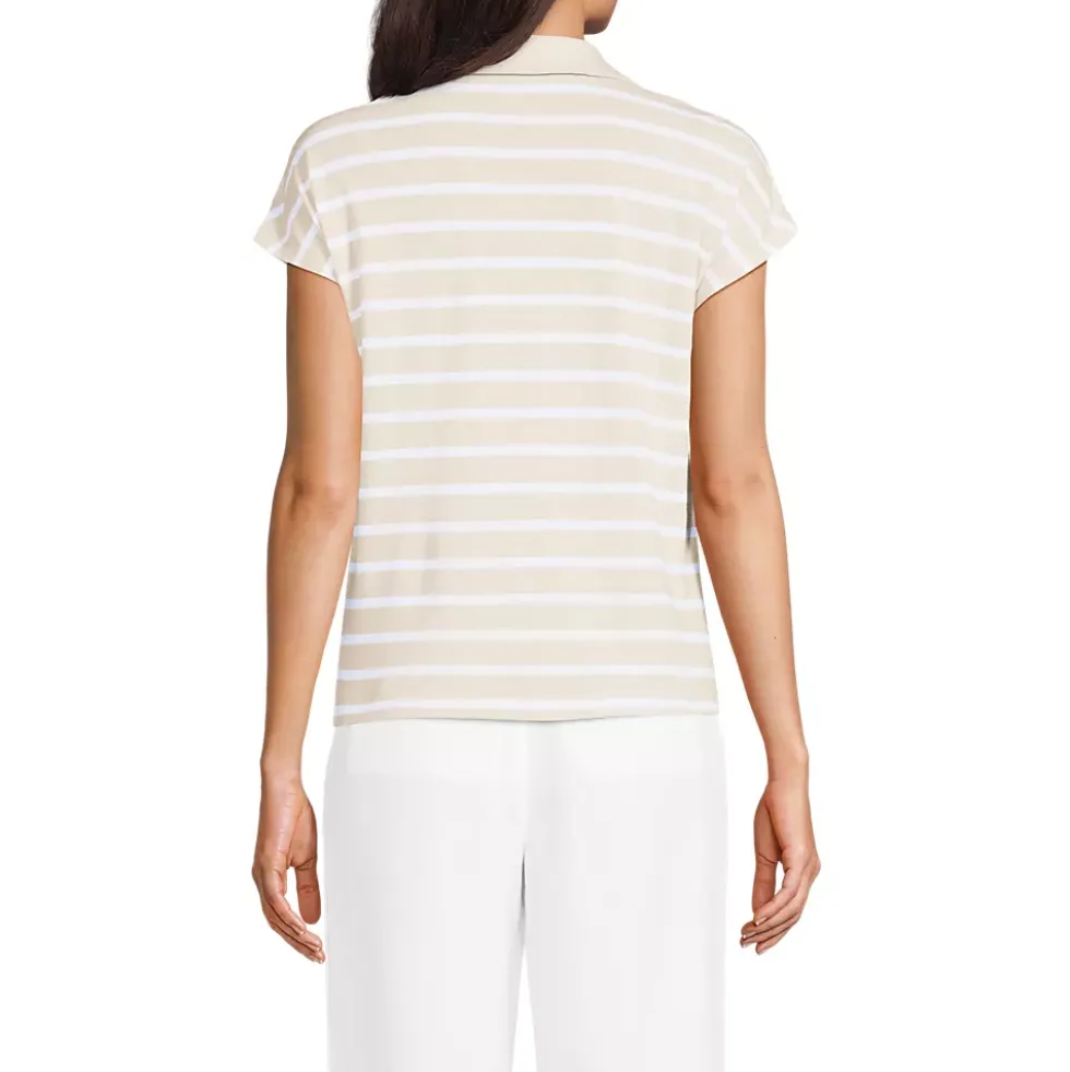 Women's Linen Blend Johnny Collar Polo