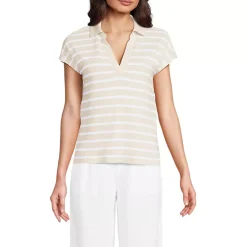 Women's Linen Blend Johnny Collar Polo