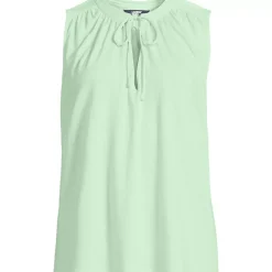 Women's Linen Blend Notch Neck Swing Tank Top