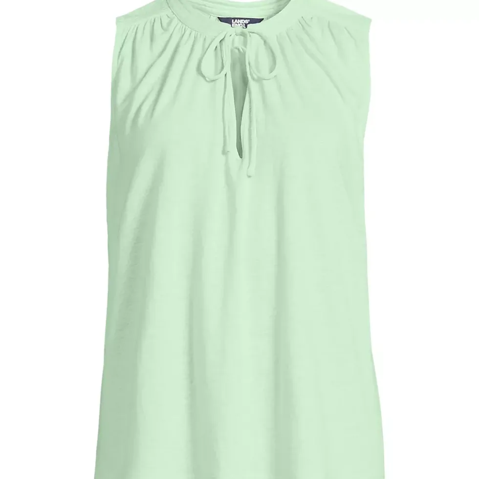 Women's Linen Blend Notch Neck Swing Tank Top
