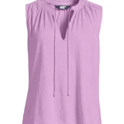 Women's Linen Blend Notch Neck Swing Tank Top
