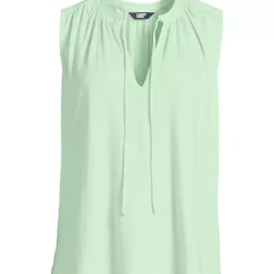 Women's Linen Blend Notch Neck Swing Tank Top
