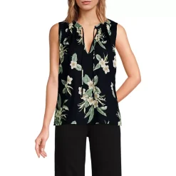 Women's Linen Blend Notch Neck Swing Tank Top