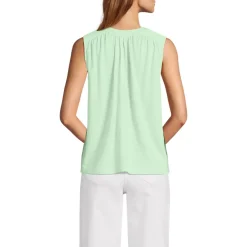 Women's Linen Blend Notch Neck Swing Tank Top
