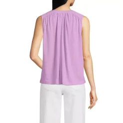 Women's Linen Blend Notch Neck Swing Tank Top