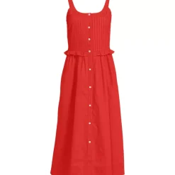 Women's Linen Blend Pintuck Tank Midi Dress