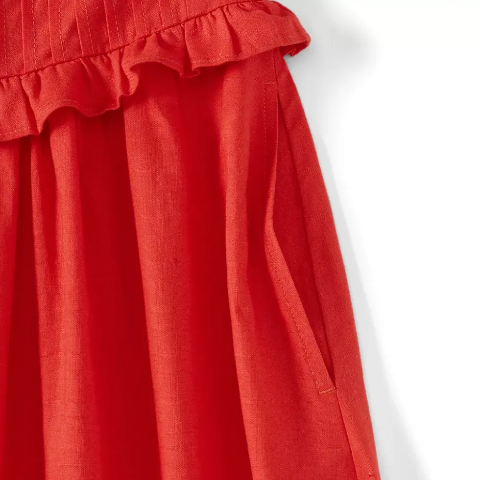 Women's Linen Blend Pintuck Tank Midi Dress