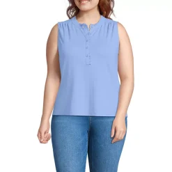 Women's Linen Blend Ruffle Trim Tank Top