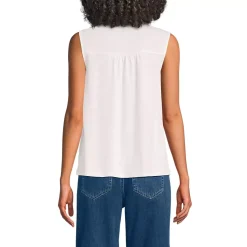 Women's Linen Blend Ruffle Trim Tank Top