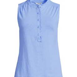 Women's Linen Blend Ruffle Trim Tank Top
