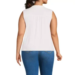 Women's Linen Blend Ruffle Trim Tank Top
