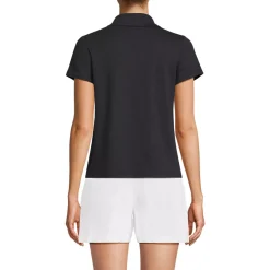 Women's Linen Blend Short Sleeve Button Front Polo Top