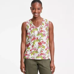Women's Linen Blend Smocked Flowy Tank