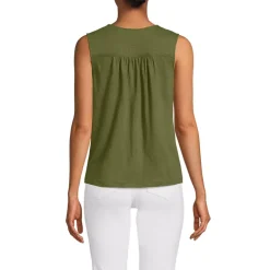 Women's Linen Blend Smocked Flowy Tank
