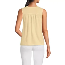 Women's Linen Blend Smocked Flowy Tank