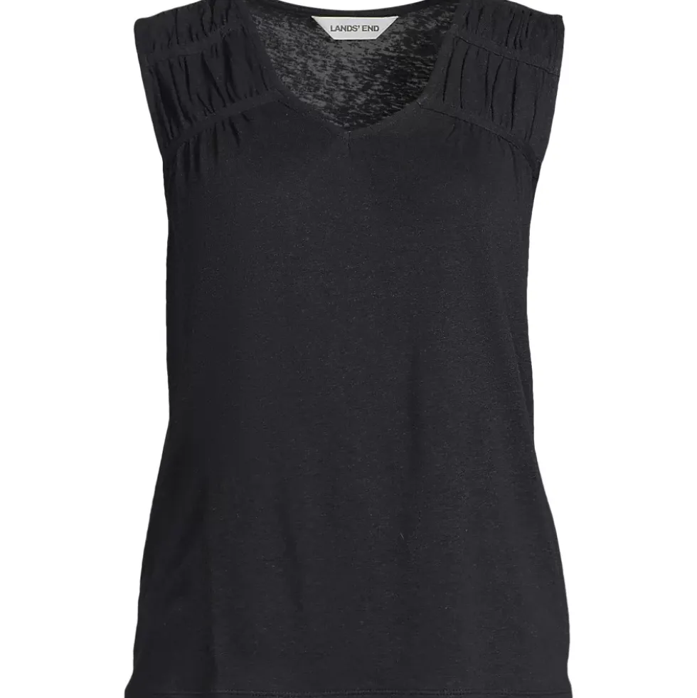 Women's Linen Blend Smocked Flowy Tank