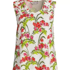 Women's Linen Blend Smocked Flowy Tank