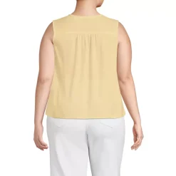 Women's Linen Blend Smocked Flowy Tank