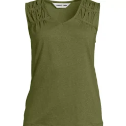 Women's Linen Blend Smocked Flowy Tank