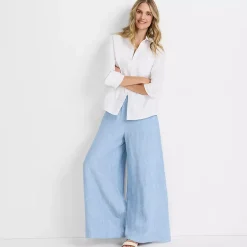 Women's Linen High Rise Palazzo Pants - Set Bottom
