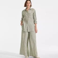 Women's Linen High Rise Palazzo Pants - Set Bottom