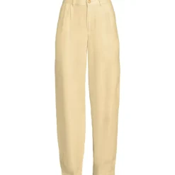 Women's Linen High Rise Pleated Barrel Leg Ankle Pants