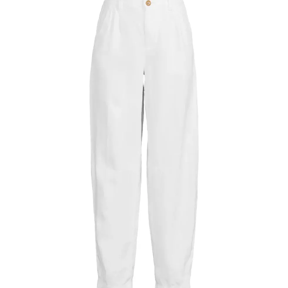 Women's Linen High Rise Pleated Barrel Leg Ankle Pants