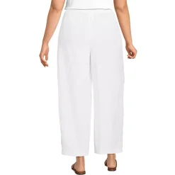 Women's Linen High Rise Pleated Barrel Leg Ankle Pants