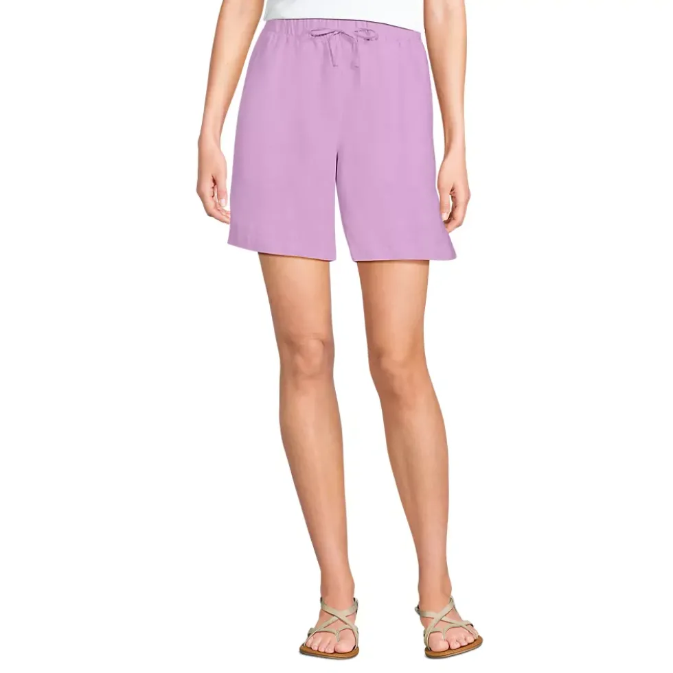 Women's Linen High Rise Pull On 7" Shorts