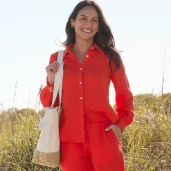Women's Linen Long Sleeve Feminine Shirt