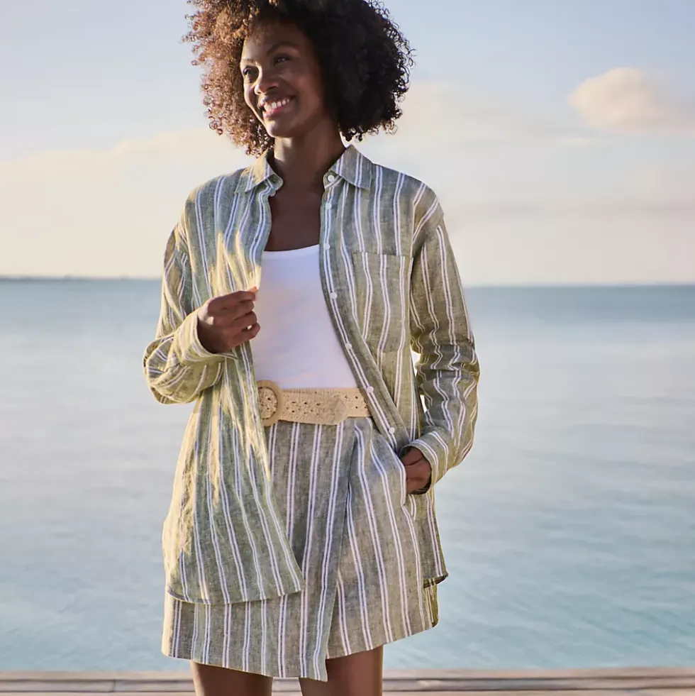 Women's Linen Oversized Button Front Shirt