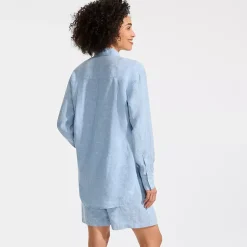 Women's Linen Oversized Button Front Shirt