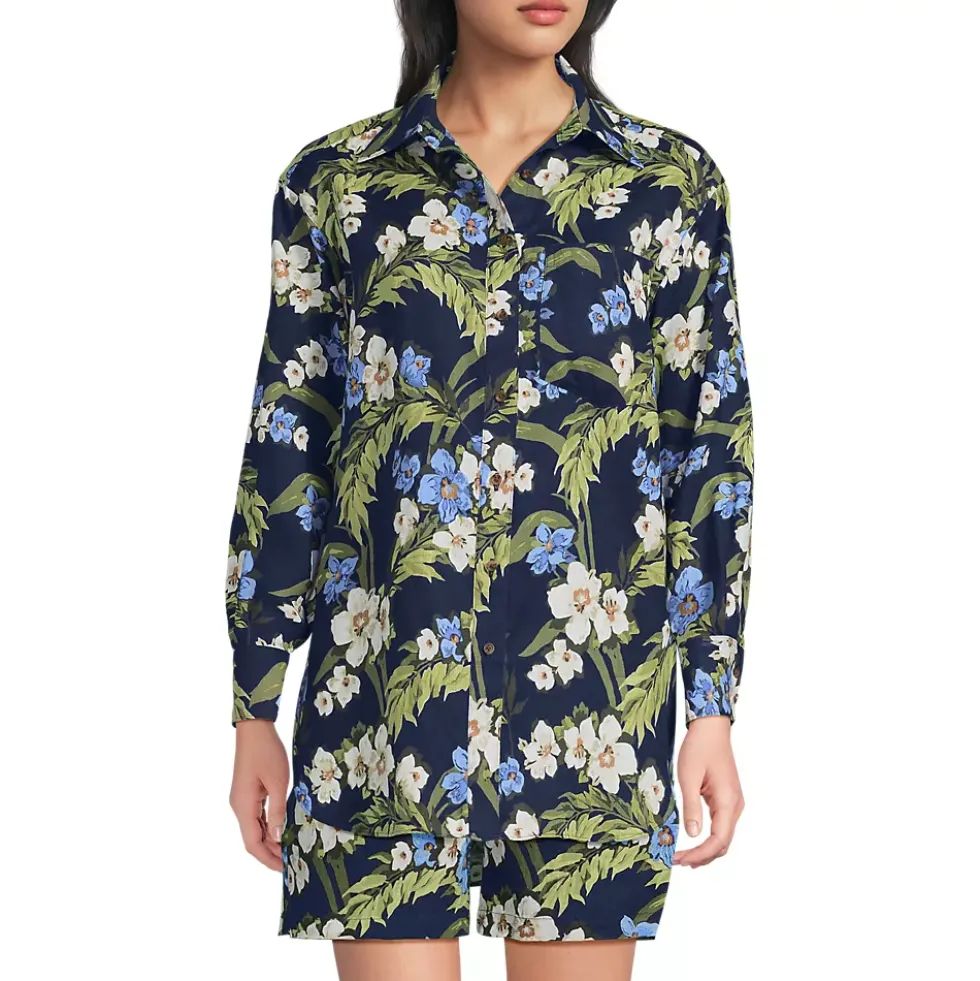 Women's Linen Oversized Button Front Shirt