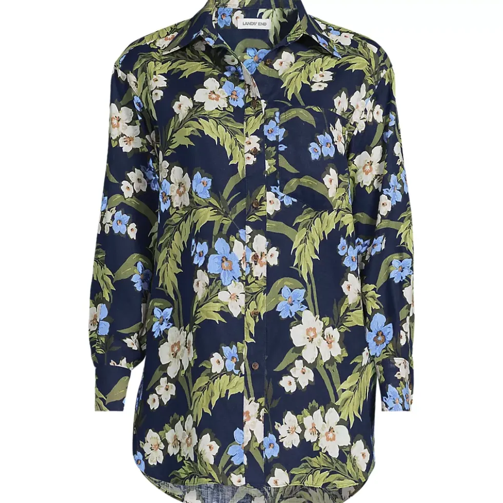 Women's Linen Oversized Button Front Shirt