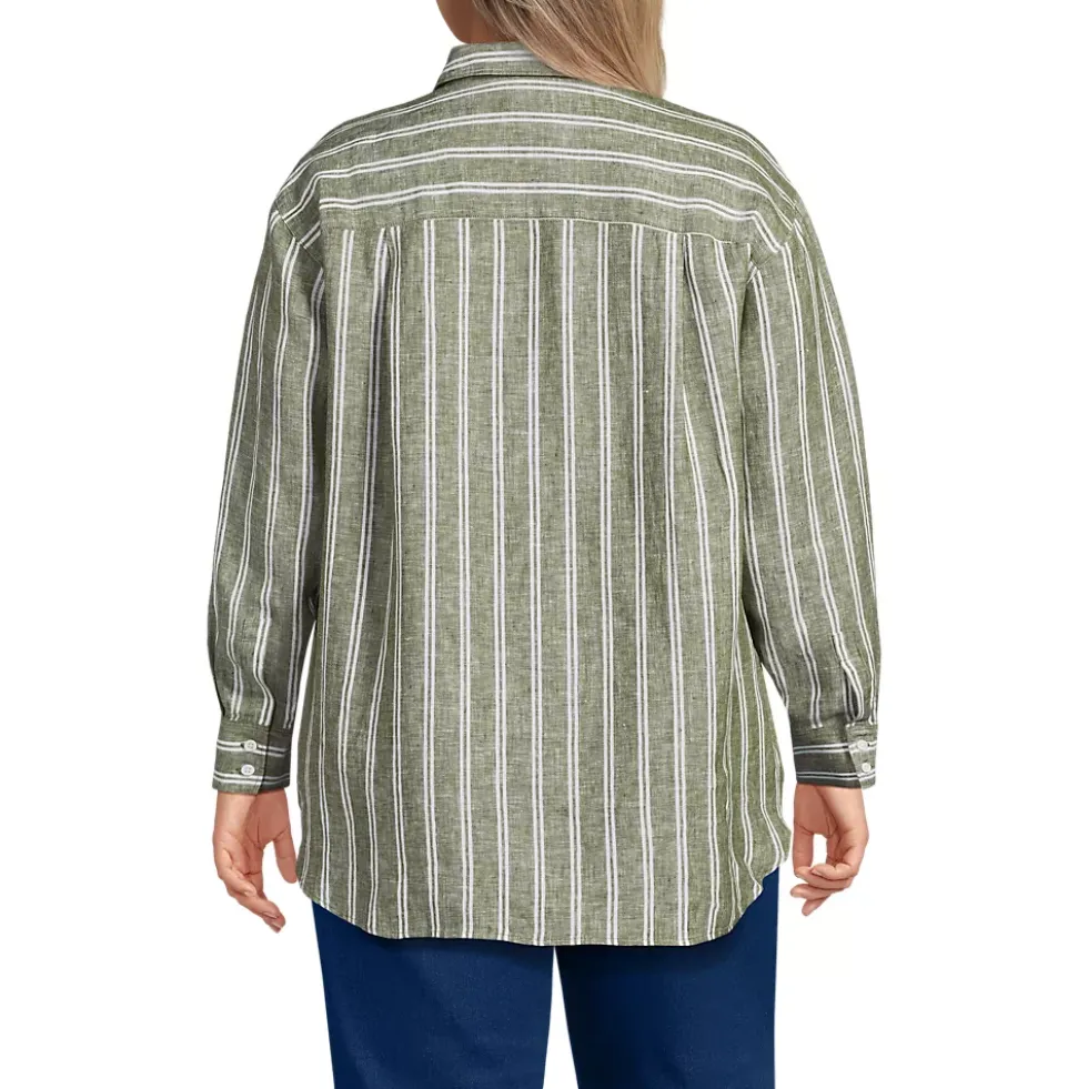 Women's Linen Oversized Button Front Shirt