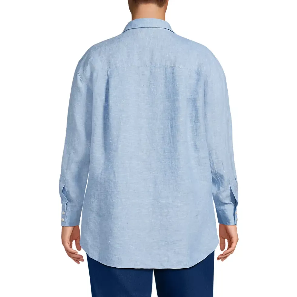 Women's Linen Oversized Button Front Shirt