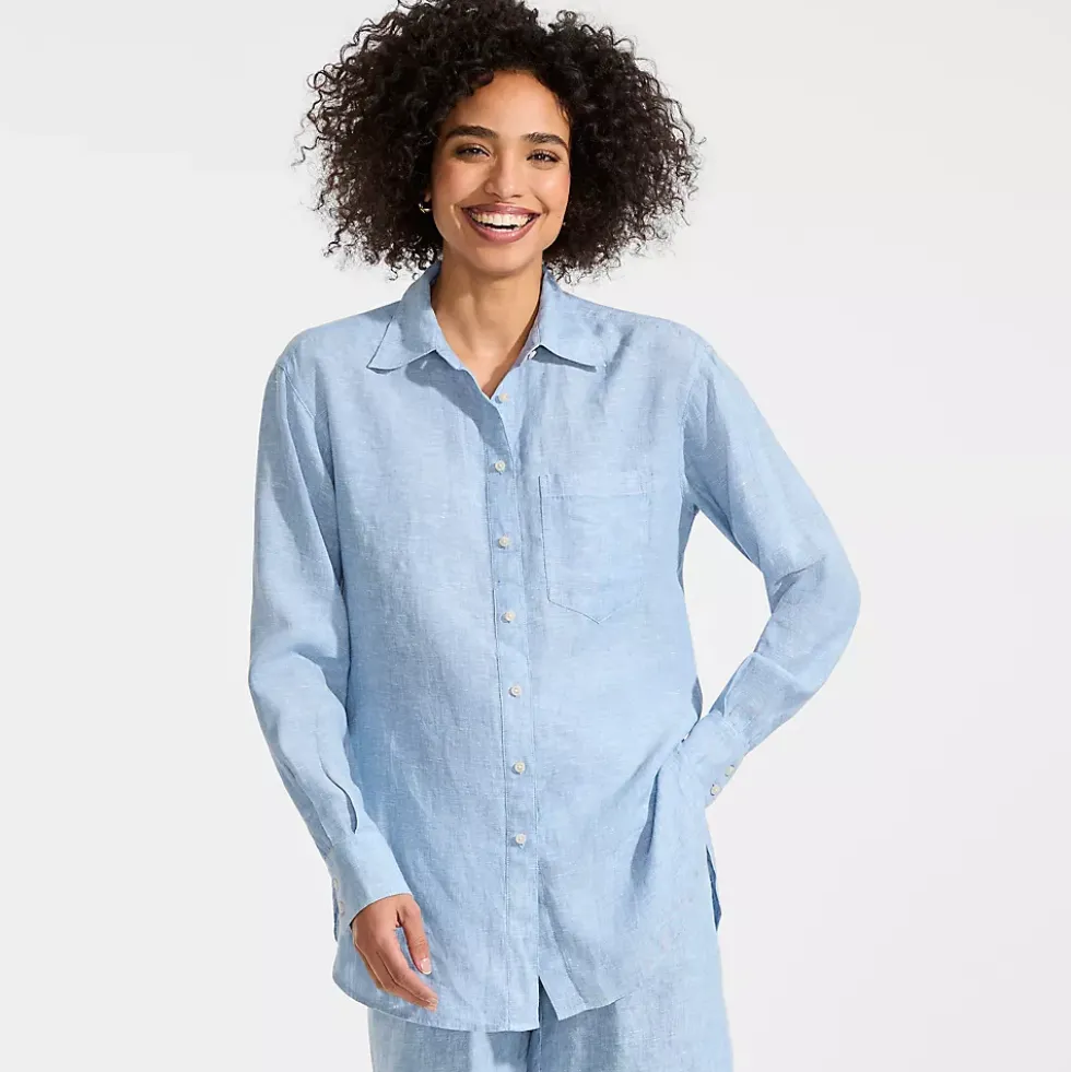 Women's Linen Oversized Button Front Shirt