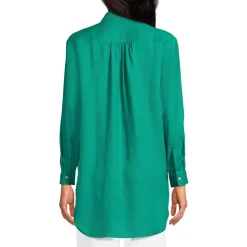 Women's Linen Roll Sleeve Oversized Relaxed Tunic Top