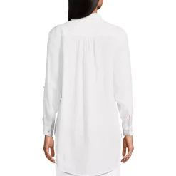 Women's Linen Roll Sleeve Oversized Relaxed Tunic Top