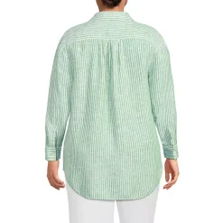 Women's Linen Roll Sleeve Relaxed Tunic Top
