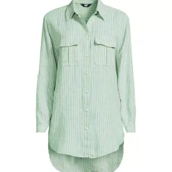 Women's Linen Roll Sleeve Relaxed Tunic Top