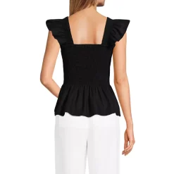 Women's Linen Ruffle Strap Smocked Top