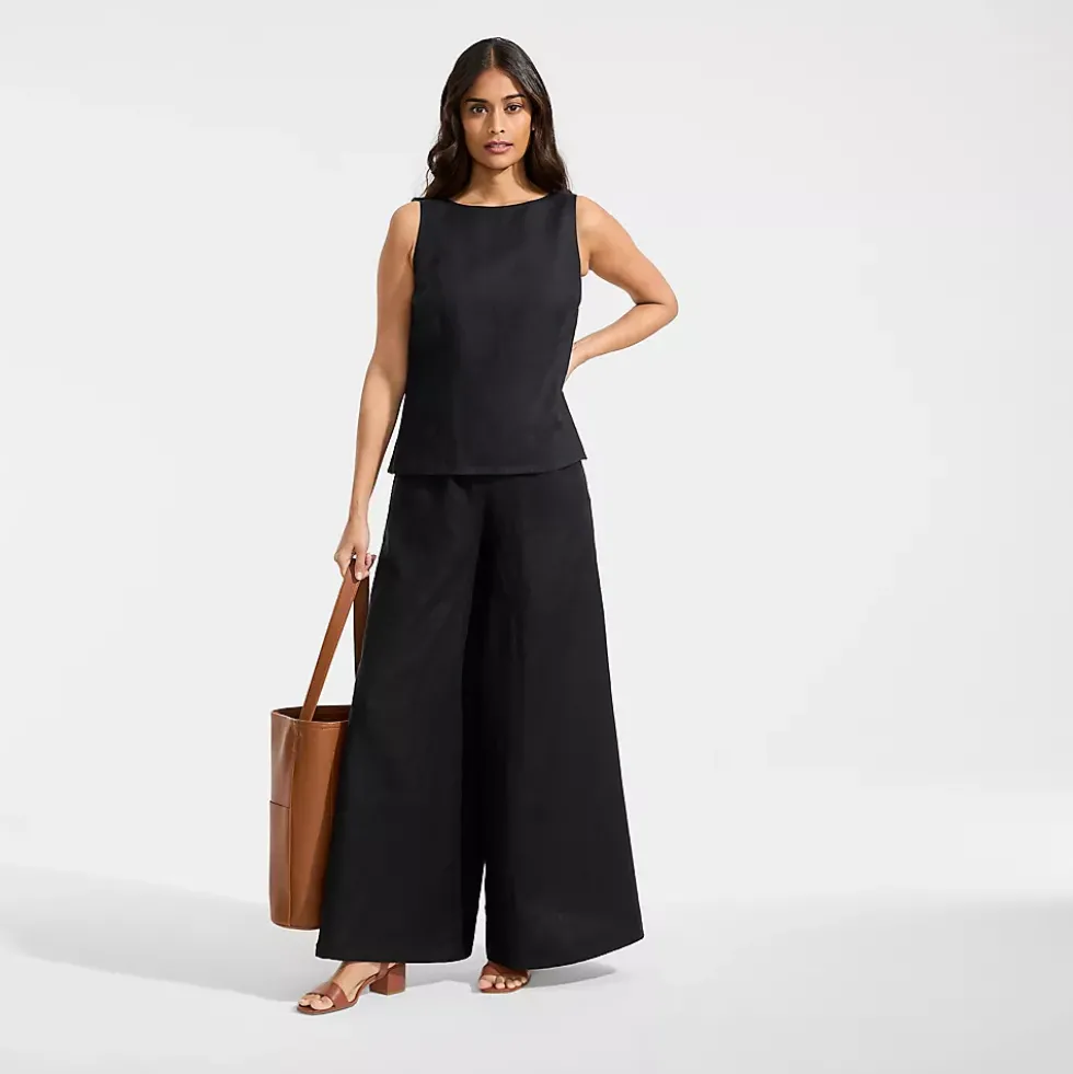 Women's Linen Sleeveless Peplum Top